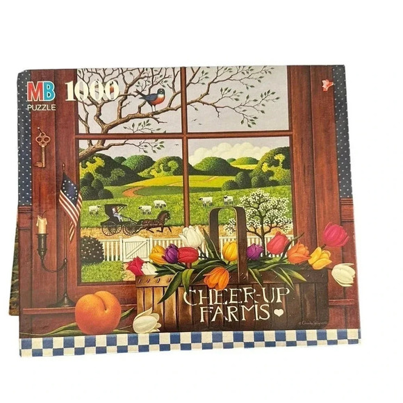 MB Charles Wysockis Americana 1000 Piece Puzzle - Cheer Up Farms 4679-27 - Picture 1 of 4